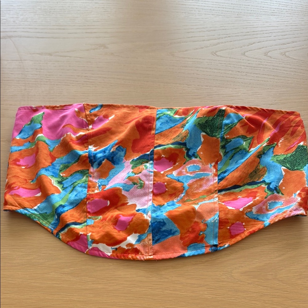 Nasty Gal Pink and Orange Sleeveless Bustier Crop Top